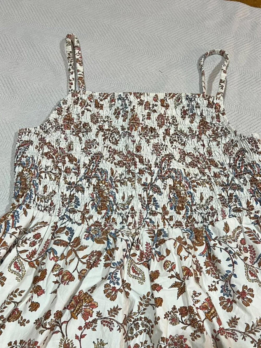 Old Navy Fall Colors Cream Floral Smocked Halter Tiered Maxi Dress Womens 2XL - Picture 5 of 6
